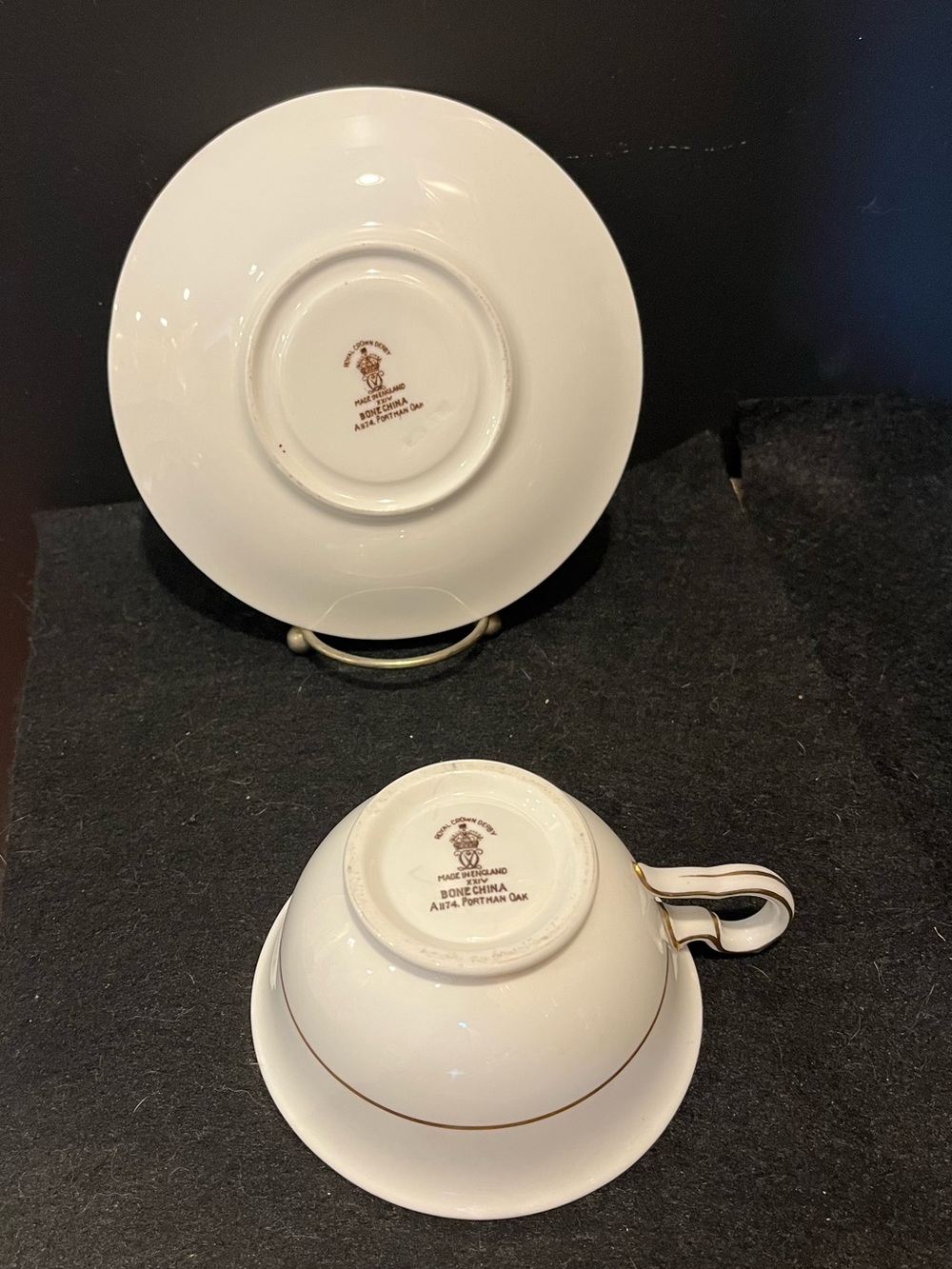 Royal Crown Derby Portman Oak Footed Tea Cup & Saucer Made in England - Picture 14 of 16